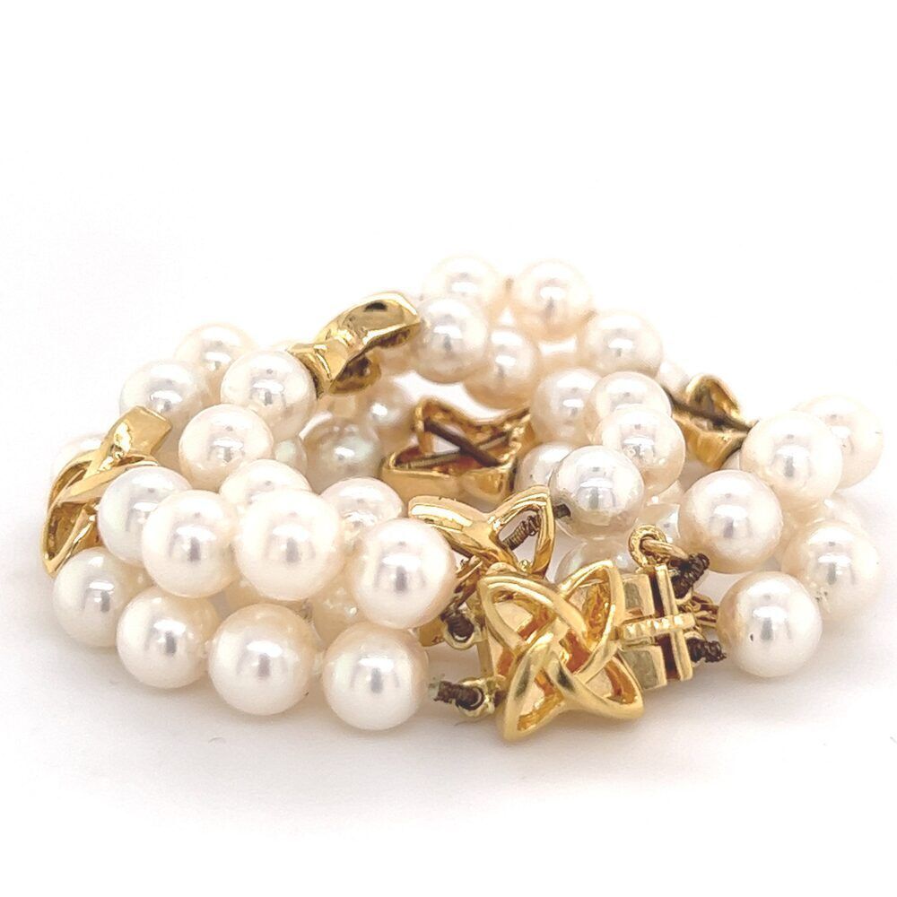 Mikimoto Estate Akoya Pearl Bracelet 18k Gold 5.1 mm Certified $4,950 210634